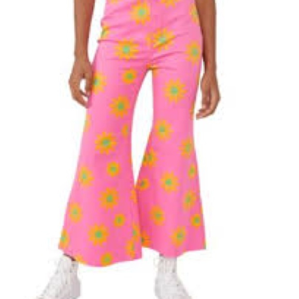 Free people just float on  Flared Pants with Yellow Floral Pattern